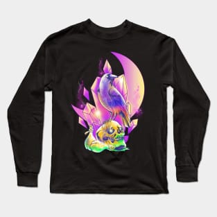 Skull & Crow RPG Gamer Fantasy Gaming Pastel Art Long Sleeve T-Shirt